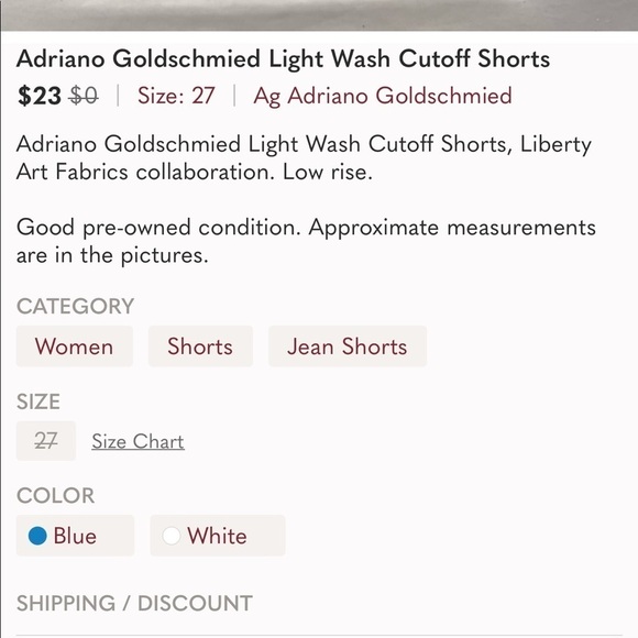 AG Adriano Goldschmied Light Wash Cutoff Shorts Size 27 - Picture 6 of 6